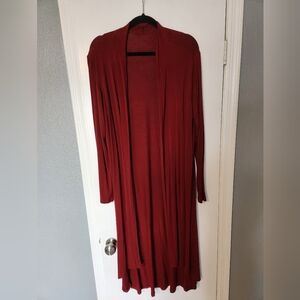 Long Red Open Front Duster